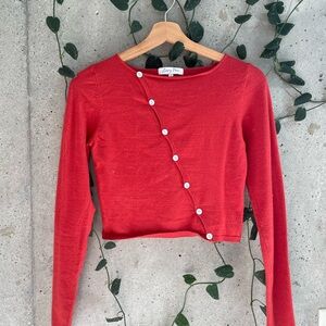 Emory Park Red Asymmetrical Button-Down Top